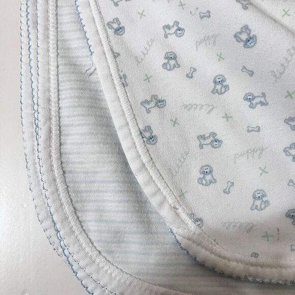 Nordstrom Baby Blue Little Puppy Dog Striped Boys Baby Blanket Lovey Lovie - Picture 9 of 16